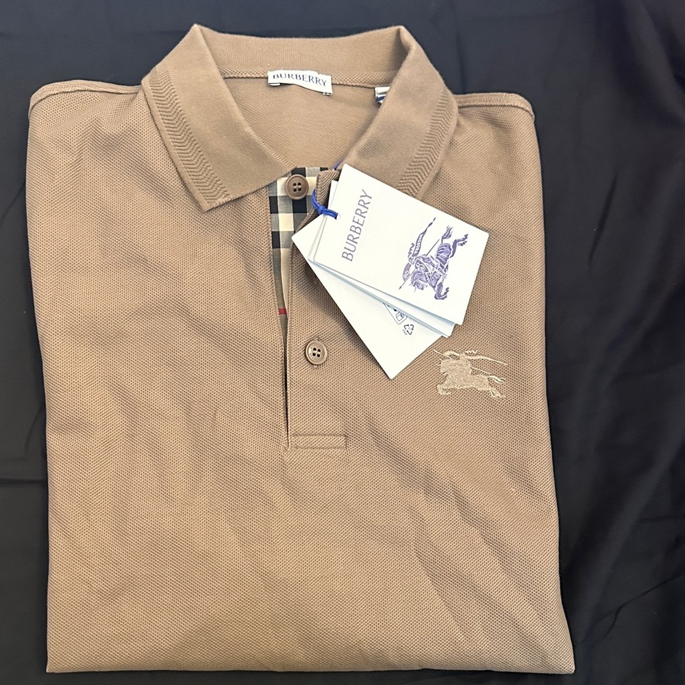 Burberry Tan Polo Shirt for Men. Brand new shirt